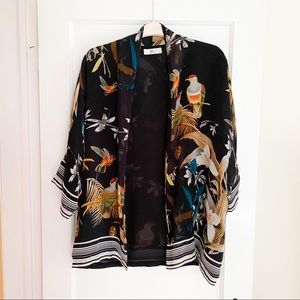 Pixie Market Exotic Bird Print Kimono Jacket, sz S
